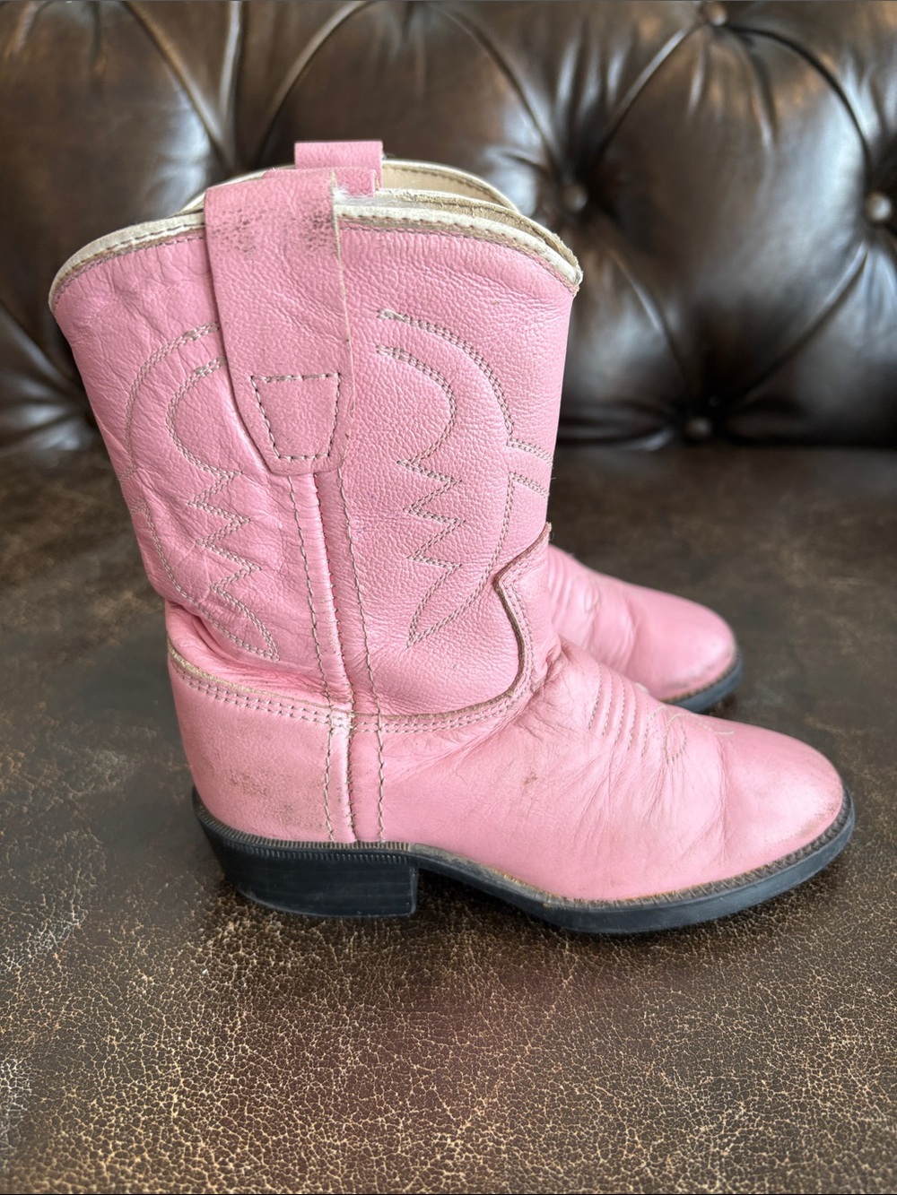 Old West Pink Kids Western Cowboy Boots Size 7